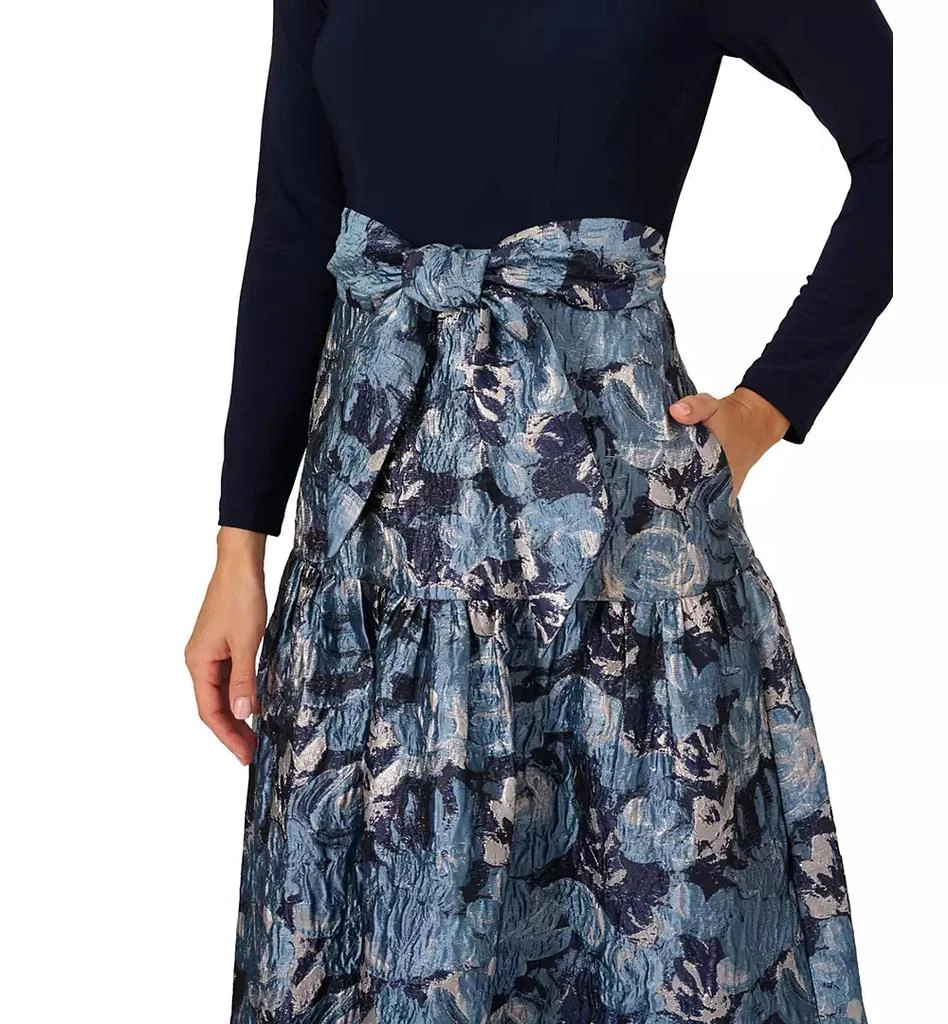 Adrianna Papell Women's Long-Sleeve Jacquard Ball Gown 5