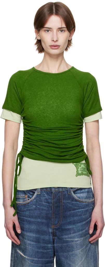 ANDERSSON BELL Green Cindy String Layered T-Shirt 1