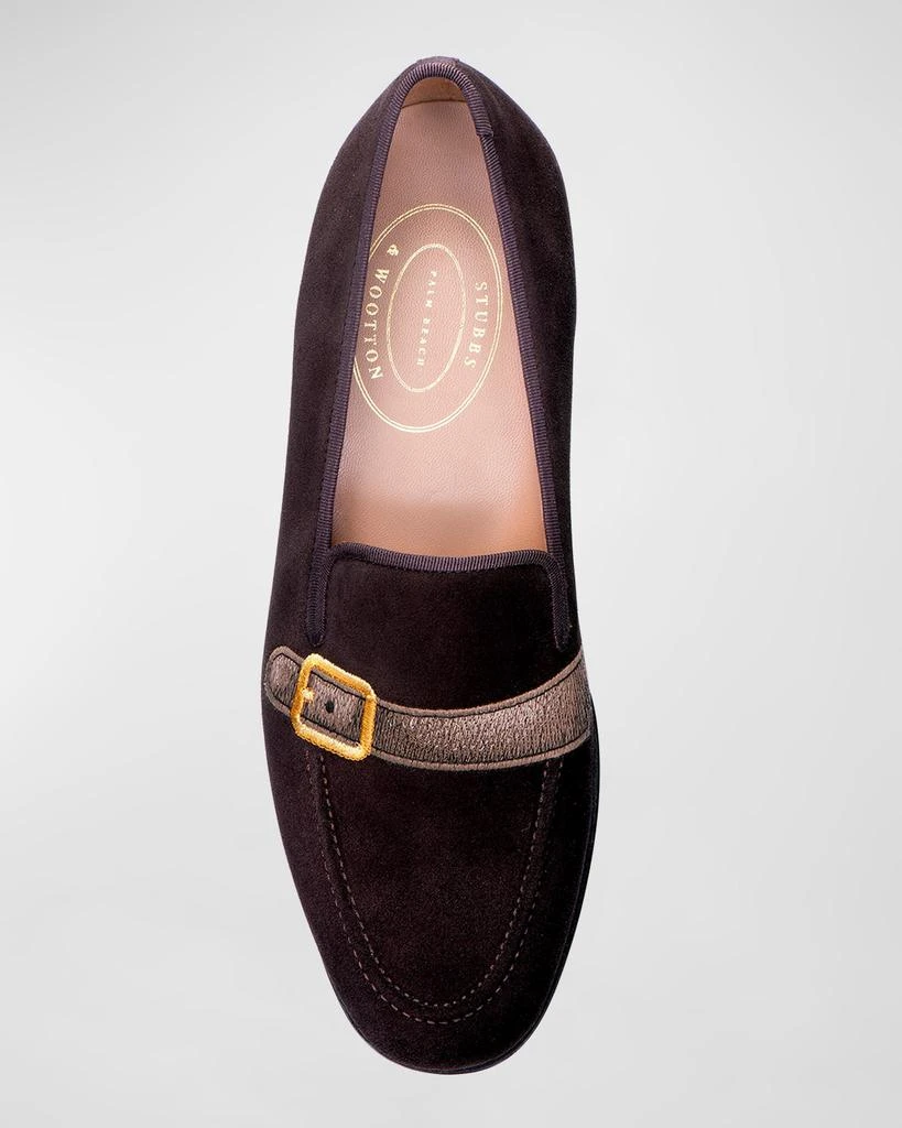 Stubbs and Wootton Men's Strapped Embroidered Strap Venetian Slippers 5