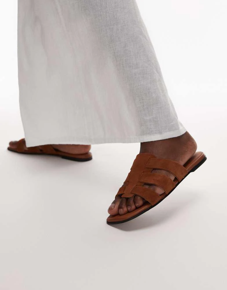 ARKET ARKET real suede crossed strap flat slides sandals in brown 1