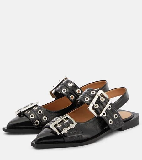 Ganni Faux-leather slingback flats 5