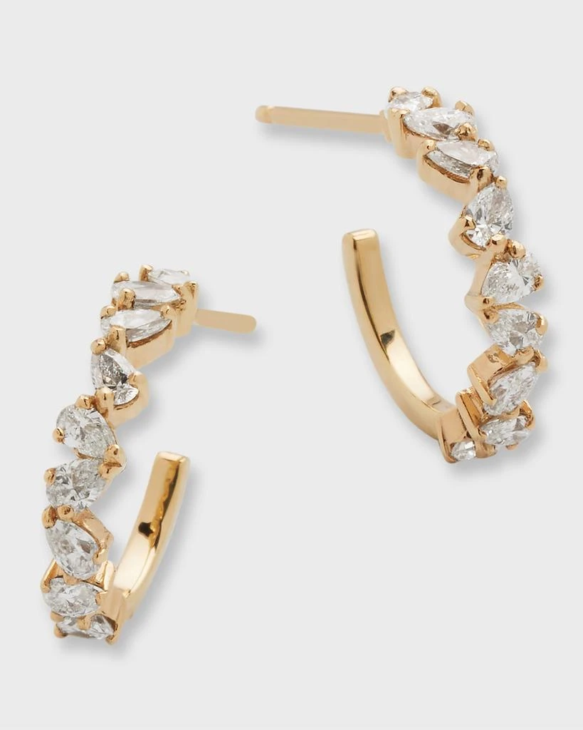 LANA Zig Zag Pear Diamond Huggie Earrings 1
