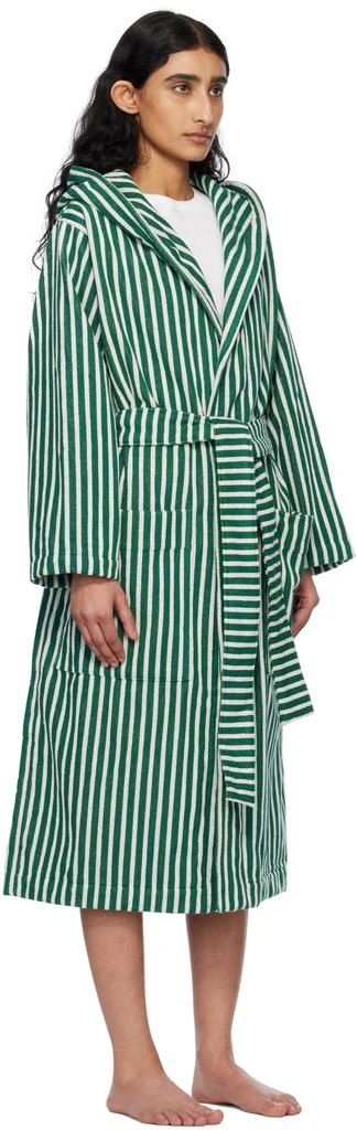 Tekla Green & White Terry Hooded Bathrobe 2