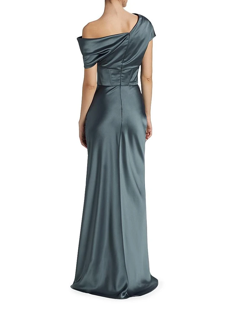 Amsale Satin One-Shoulder Gown 5