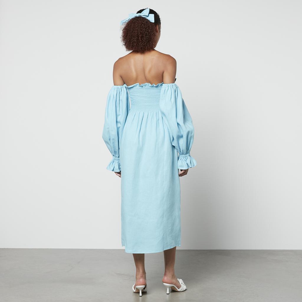 Sleeper Sleeper Atlanta Shirred Linen Off-The-Shoulder Dress