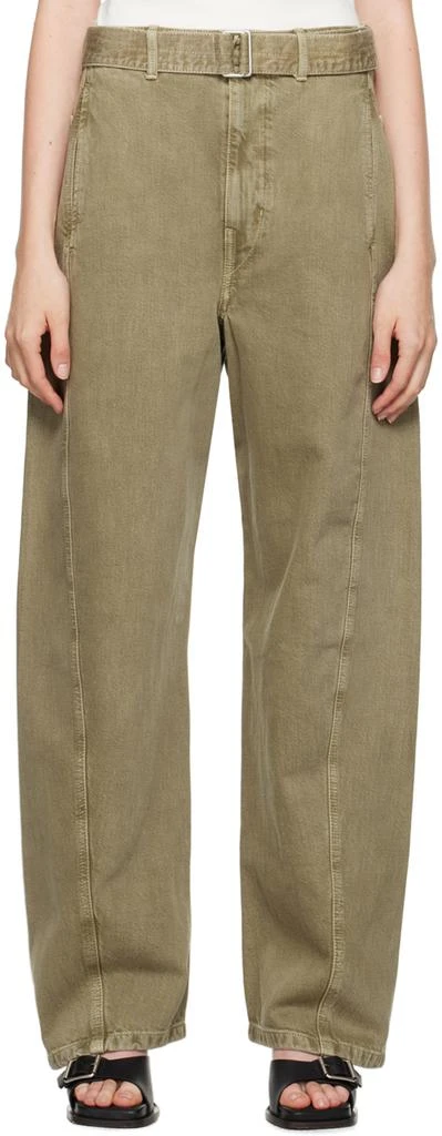 Lemaire Green Twisted Belted Jeans 1