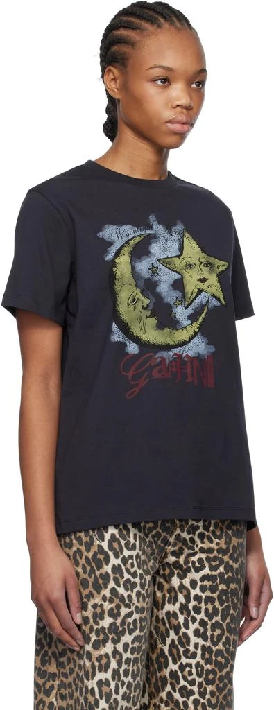Ganni Black Basic Jersey Moonlight Relaxed T-shirt 2