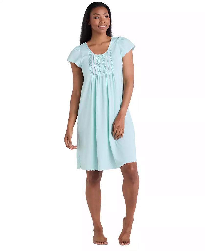 Miss Elaine Women's Short-Sleeve Printed Short Gown