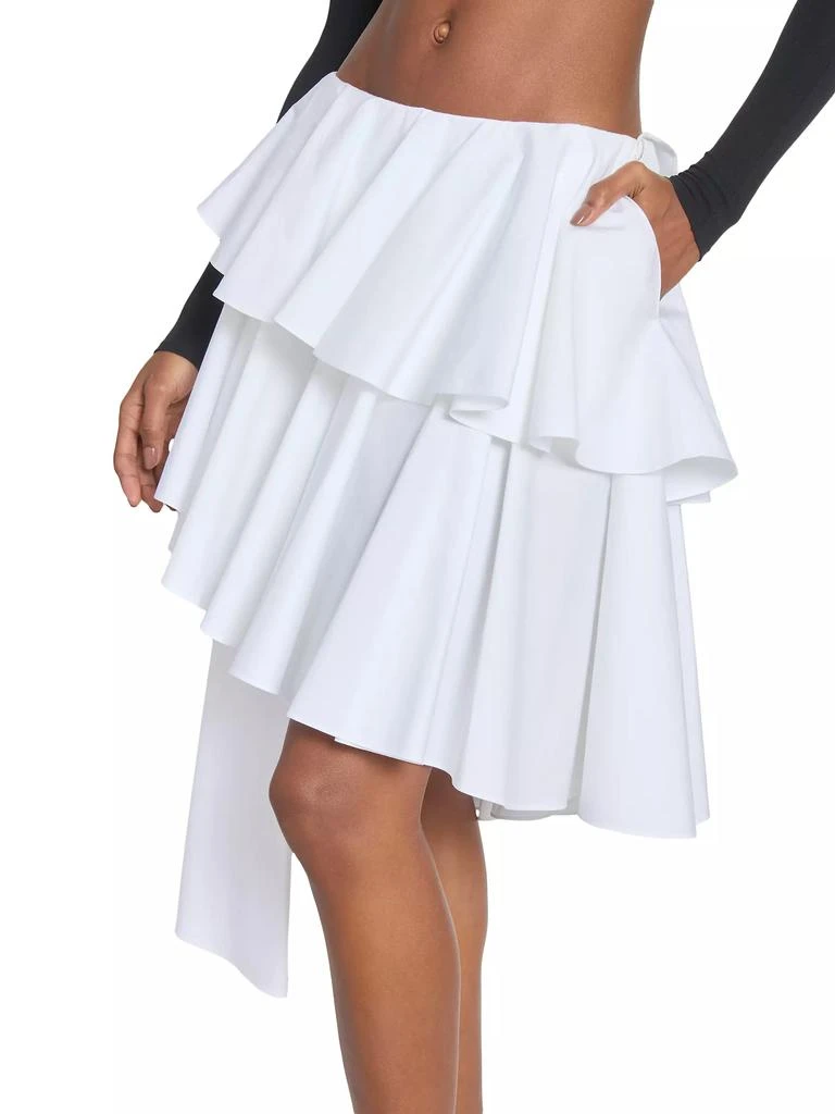 Alaïa Spiral Asymmetrical Tiered Cotton Midi-Skirt 6