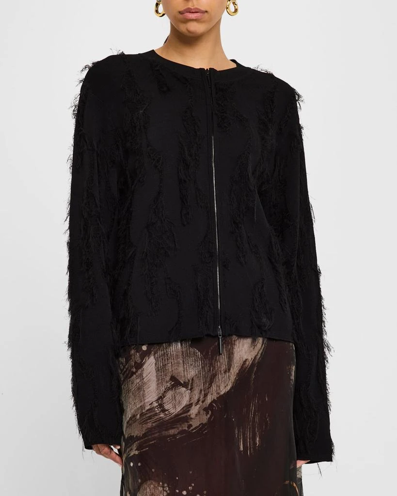 Jason Wu Brushstroke Fray Jacquard Zip-Up Cardigan 4