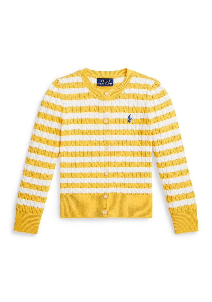 Ralph Lauren Girls 2-6x Striped Mini-Cable Cotton Cardigan