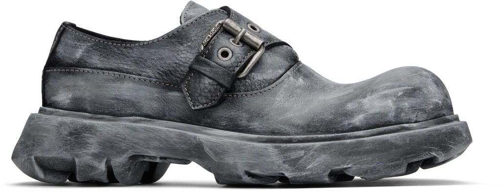 Acne Studios Black & Gray Buckle Leather Loafers 1