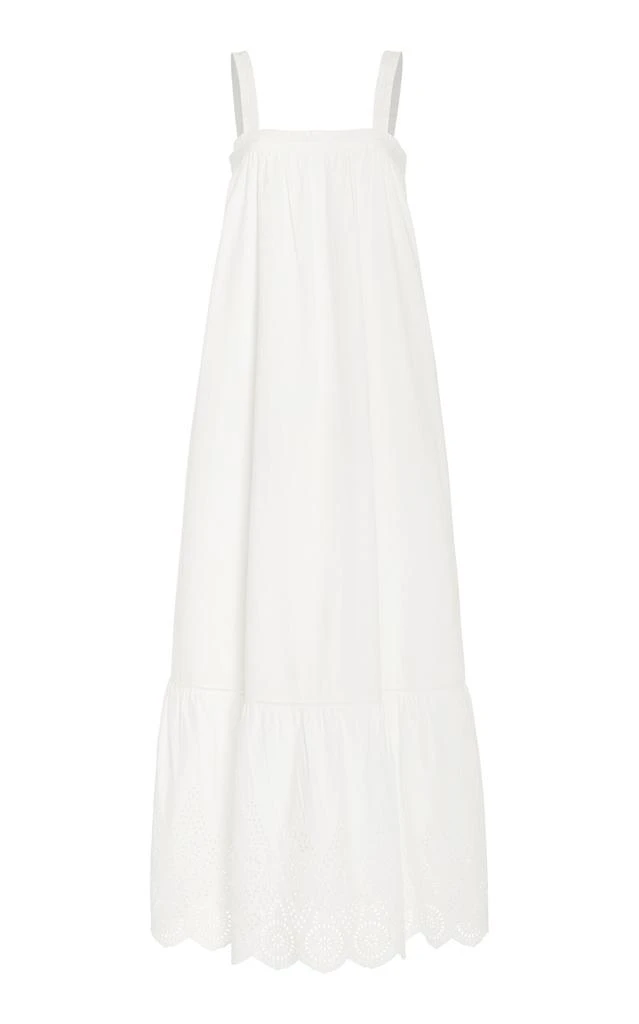 Posse Posse - Louisa Tie-Detailed Broderie Anglaise Cotton Maxi Dress - White - XS - Moda Operandi 1