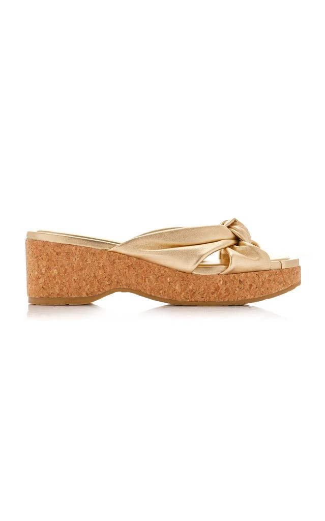 Jimmy Choo Jimmy Choo - Avenue Metallic-Leather Wedge Sandals - Gold - IT 36 - Moda Operandi 1