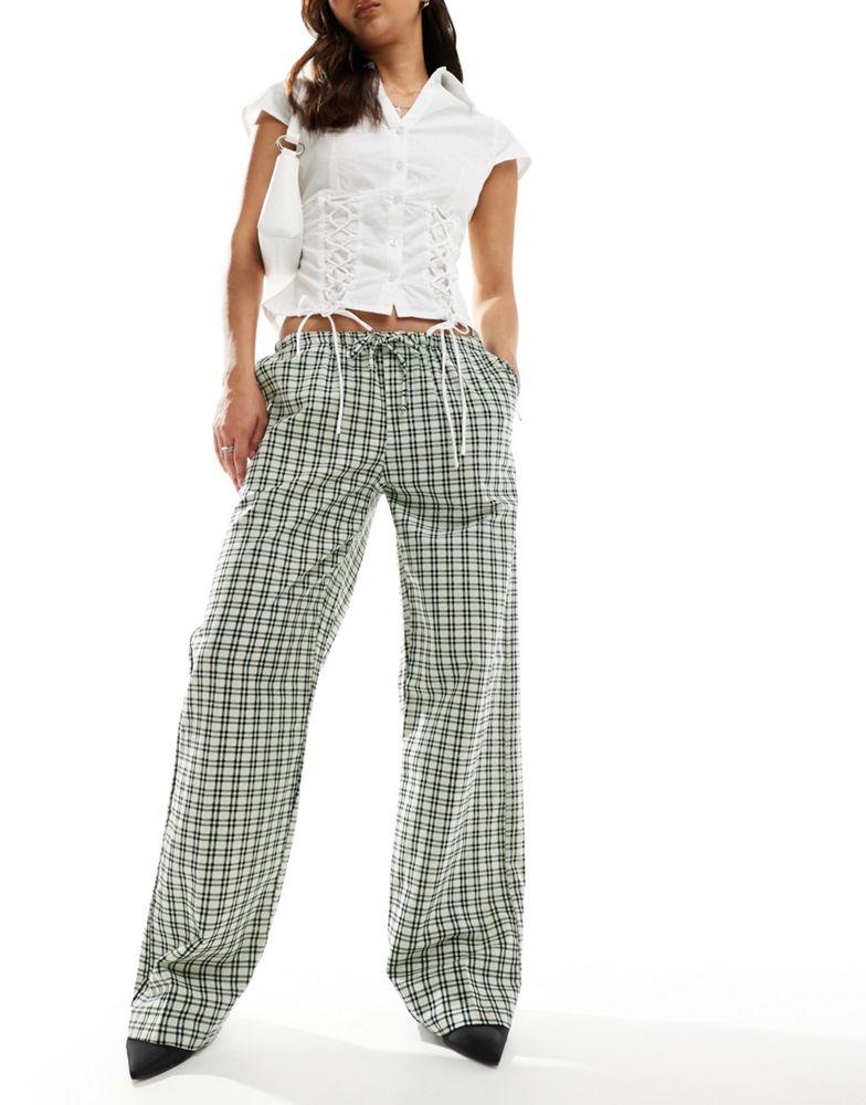 Motel Motel lirura check straight leg trousers in black and white