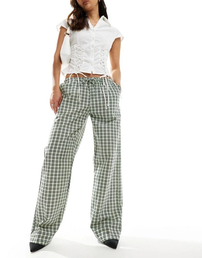 Motel Motel lirura check straight leg trousers in black and white 1