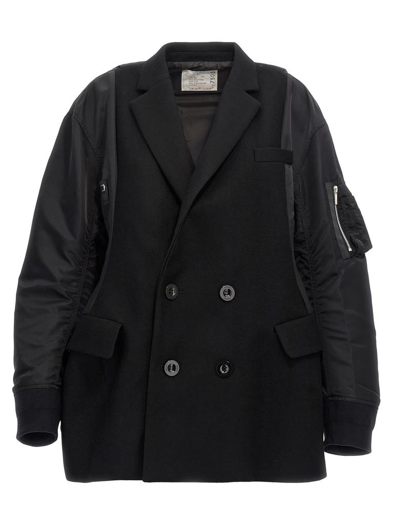 WOOL MELTON X NYLON TWILL QUILTED COAT – On Sale Now with Up