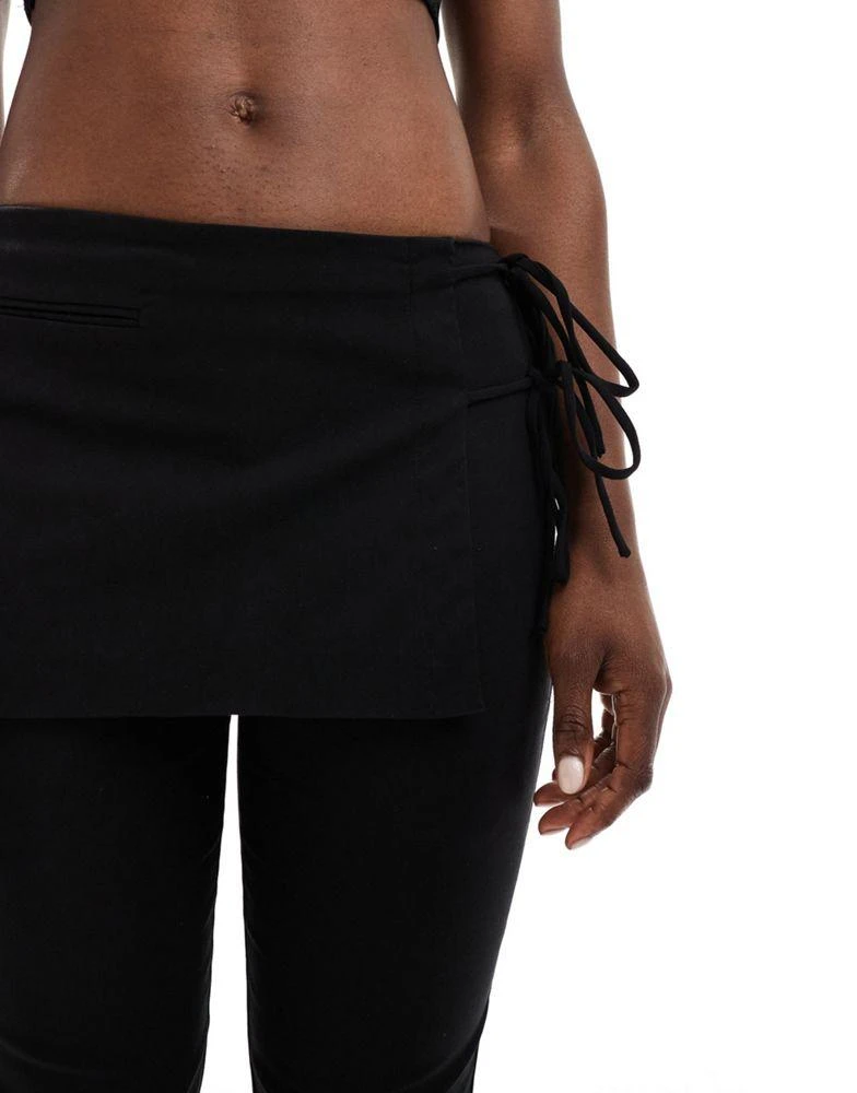 Mango Mango tie side straight leg trouser in black 4