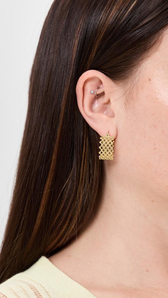 Kenneth Jay Lane Gold Criss Cross Hoop Post Earrings