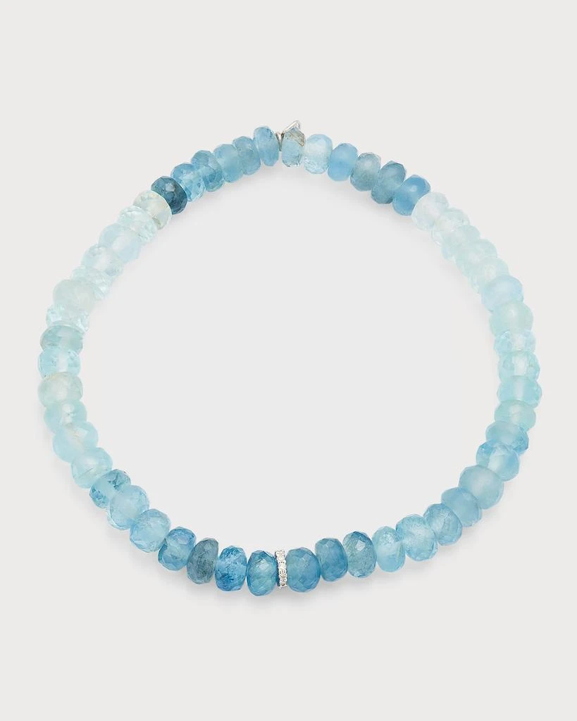 Sydney Evan 4mm Aqua Faceted Rondelle Bracelet With Diamond Disc Bead 1