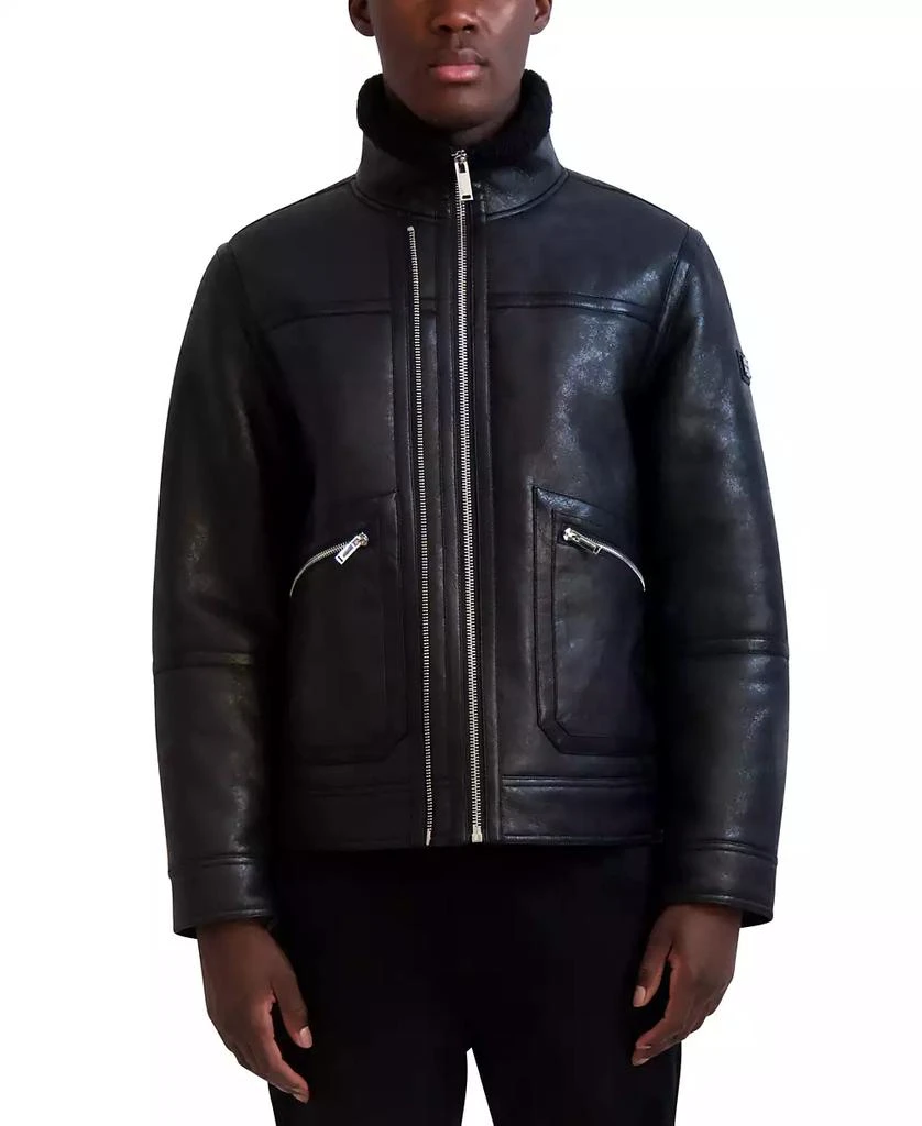 Karl Lagerfeld Paris Men's Faux-Leather Double-Zip Jacket 1