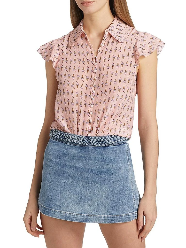 Alice + Olivia Martel Ice Cream-Print Silk Blouse 3
