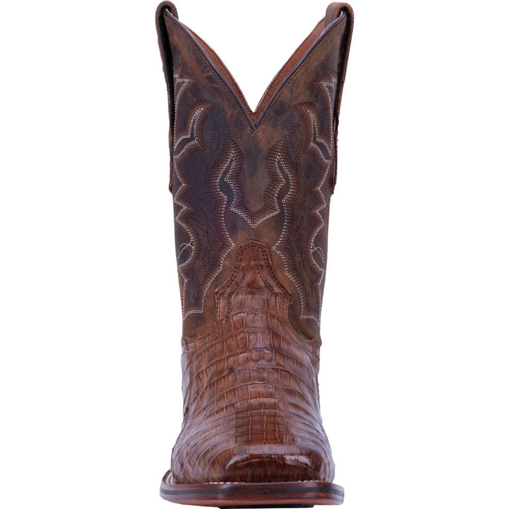 Dan Post Boots Kingsly Caiman Croc Embroidered Square Toe Pull On Cowboy Boots 5