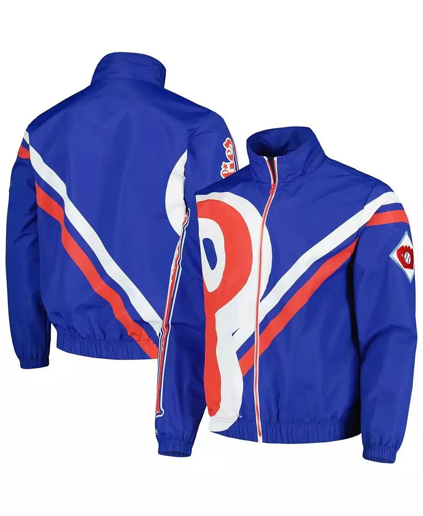 Mitchell & Ness Men's Royal Philadelphia Phillies Exploded Logo Warm Up Full-Zip Jacket 1