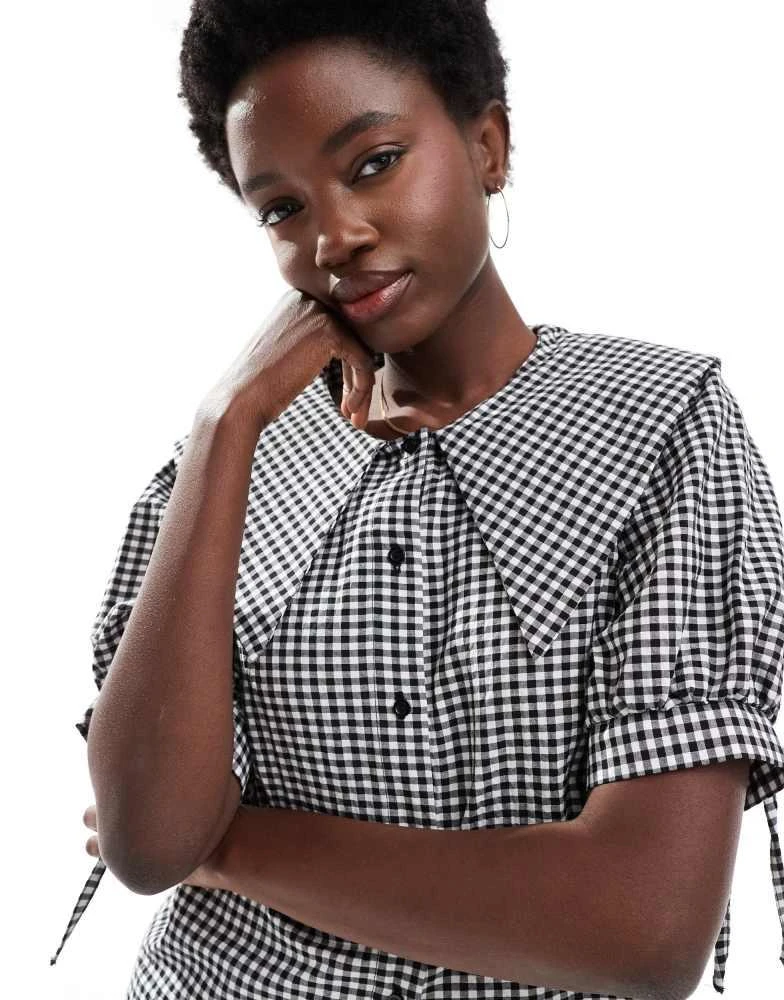 New Look New Look gingham collared shirt in black 1
