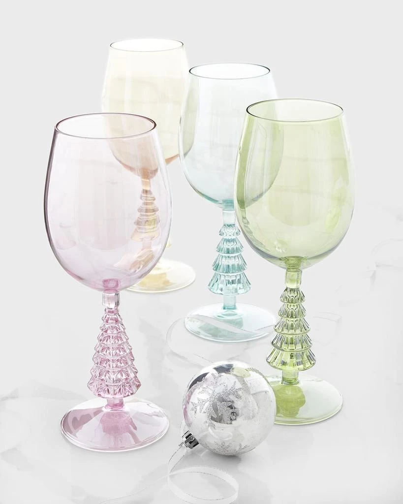 Neiman Marcus Christmas Tree Wine Glasses in Gift Box, Set of 4