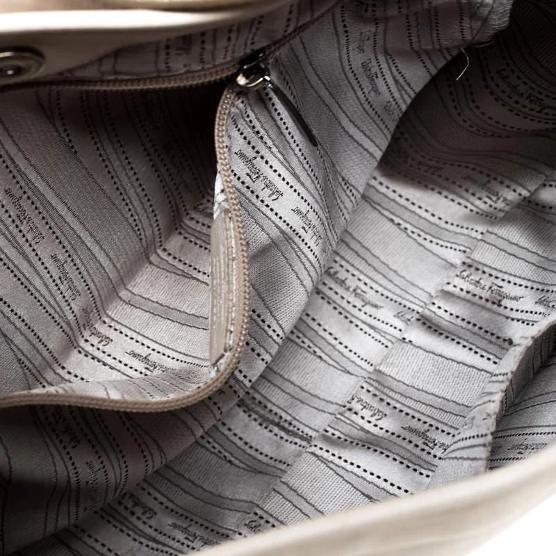 Salvatore Ferragamo Salvatore Ferragamo Off-White Leather Hobo 7