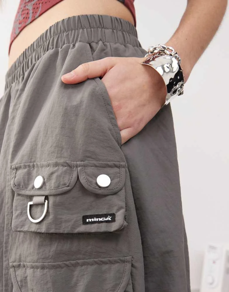 minga Minga London nylon puff midi skirt in grey 3