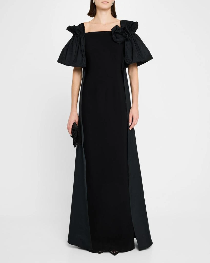 Teri Jon Off-Shoulder Taffeta & Crepe Cape Gown 2
