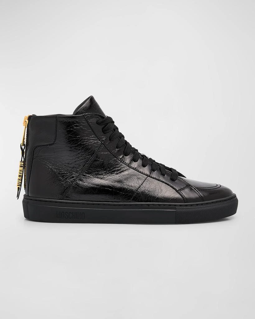 Moschino Men's Leather Zip High-Top Sneakers 1