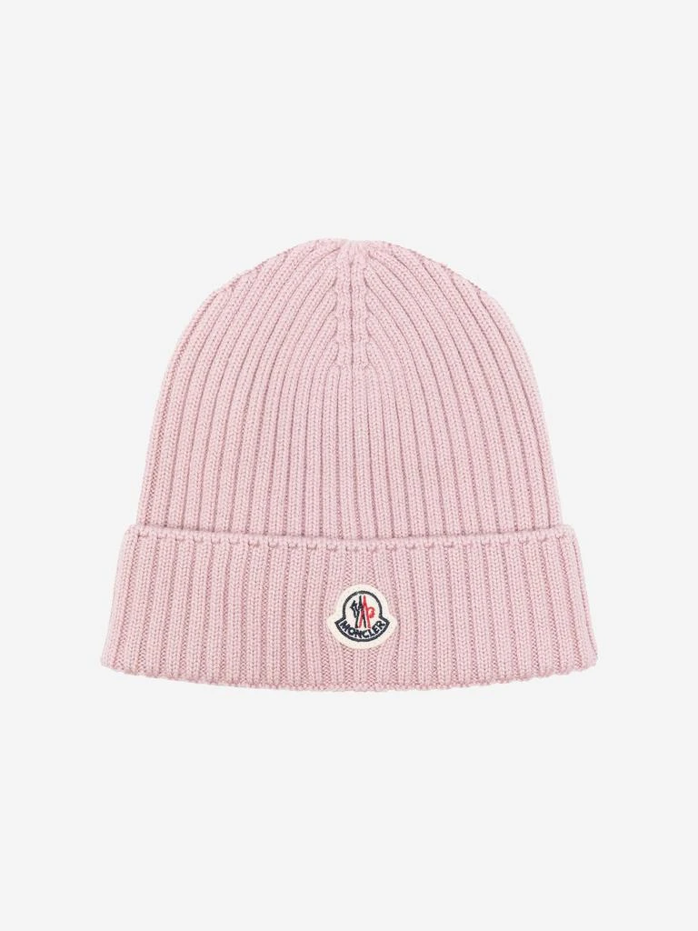 Moncler Moncler Enfant Girls Wool Beanie Hat in Pink 1