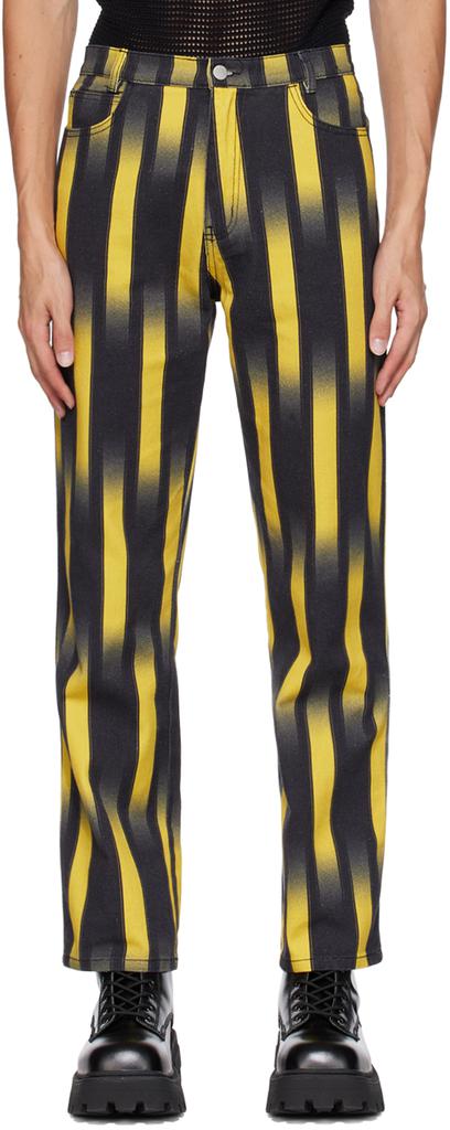 Double Rainbouu Black & Yellow Party Jeans