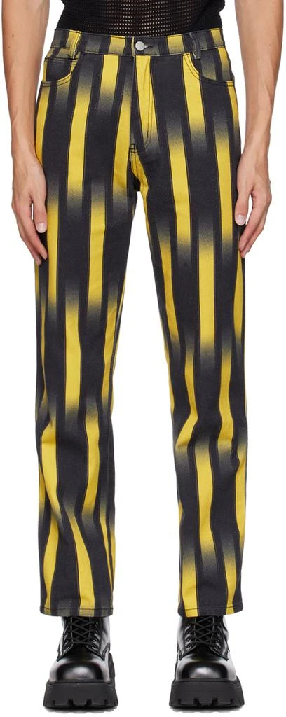 Double Rainbouu Black & Yellow Party Jeans 1
