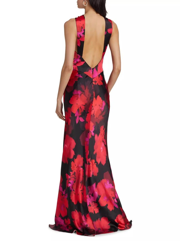 Monique Lhuillier Mallory Floral Satin Halterneck Gown 5