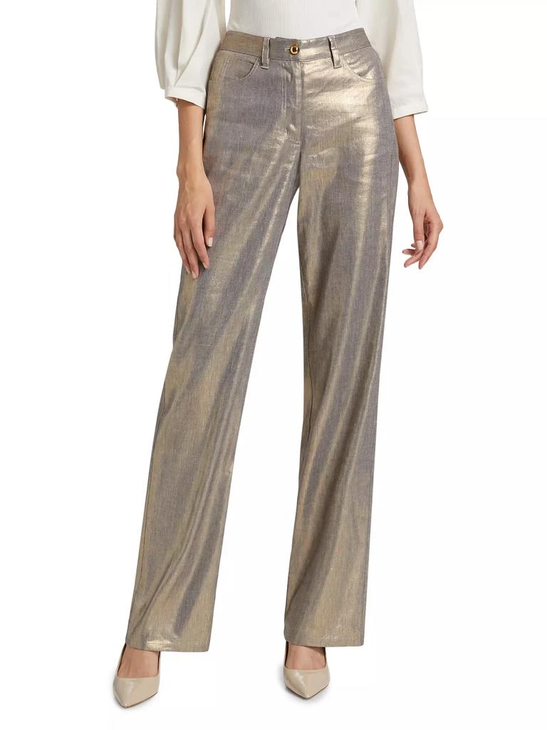 Derek Lam Larissa Metallic Linen-Blend Jeans 3