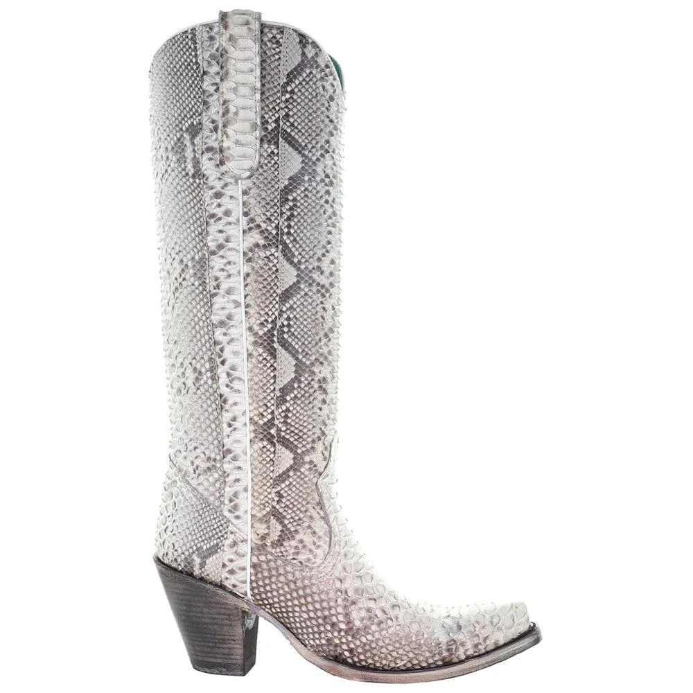 Corral Boots Python Snake Snip Toe Pull On Cowboy Boots