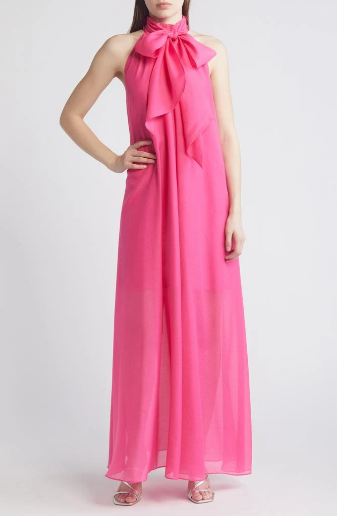 open lace back dress Pink Organza Maxi Dress main image 1