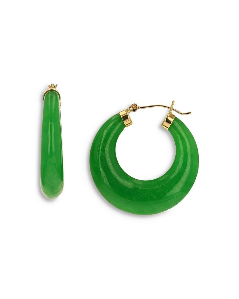 Moon 
Meadow 14K Yellow Gold Fancy Carved Jade Hoop Earrings - Exclusive 1