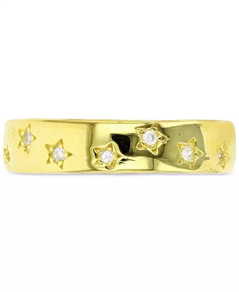 Macy's Macy’s Cubic Zirconia Star Band Ring (0.174 ct. t.w.) in 14K Yellow Gold Over Sterling Silver