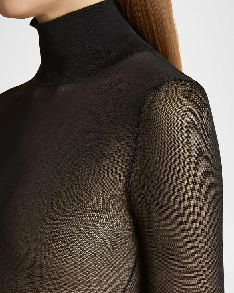 Khaite Tallin Sheer Mesh Turtleneck Bodysuit 5