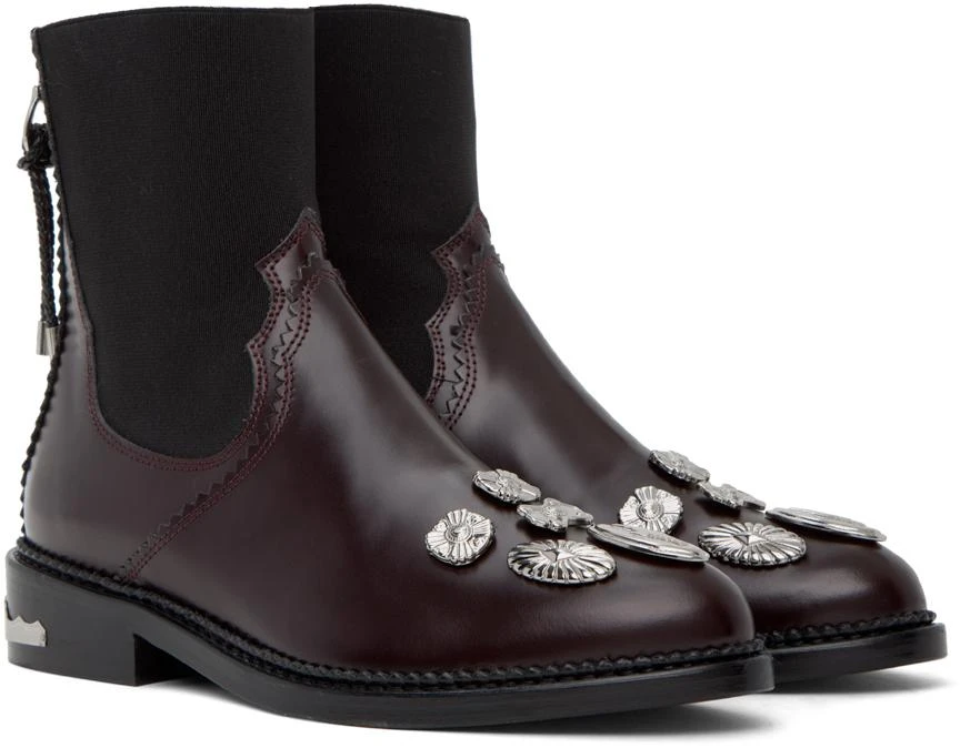 Toga Pulla Burgundy Embellished Boots 4