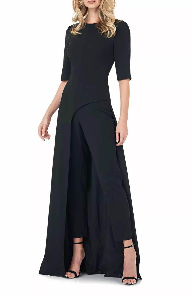 Kay Unger Davina Romper Walk Thru Jumpsuit Dress In Black