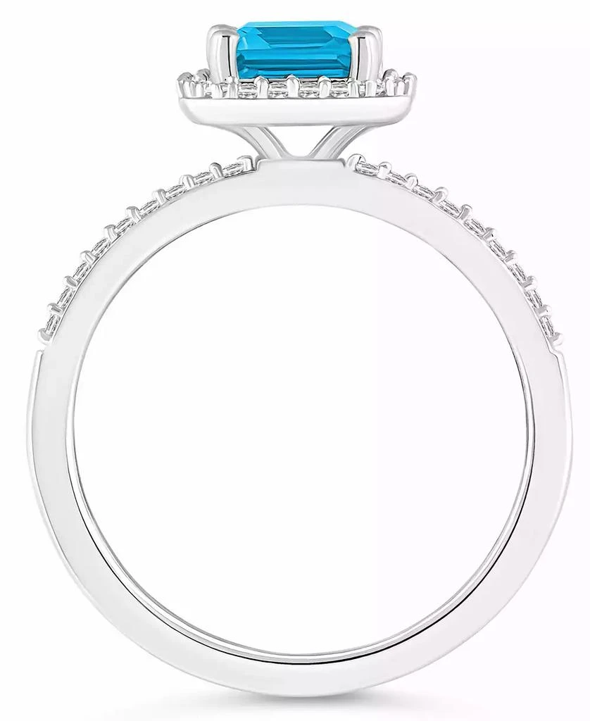 Macy
s Blue Topaz (2 ct. t.w.) and Lab-Grown Sapphire (1/4 ct. t.w.) Halo Ring in 10K White Gold 3