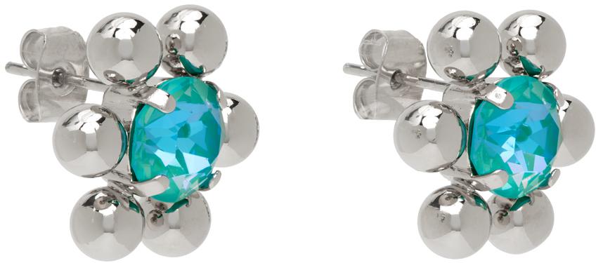 Justine Clenquet SSENSE Exclusive Silver & Blue Sadie Earrings