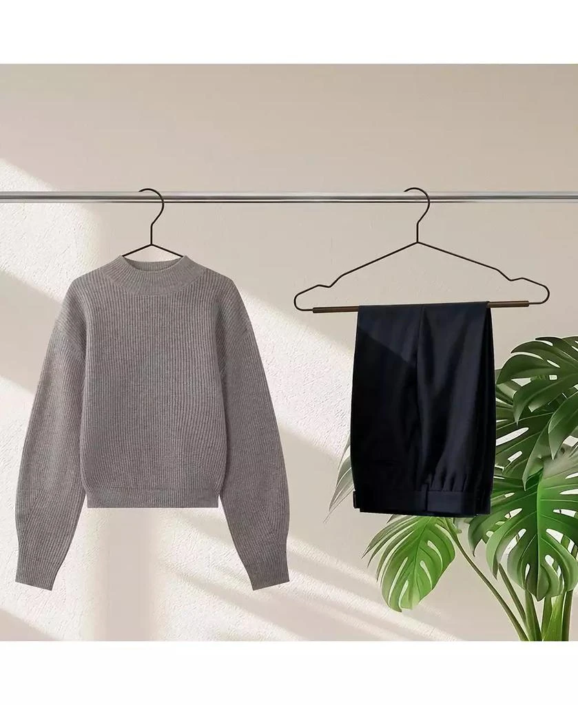 BP4U 36-Pack Heavy Duty Metal Coat Hangers with Wooden Pants Bar, Reinforced Wire Hangers with Beech Wood Trouser Bar for Suits 5