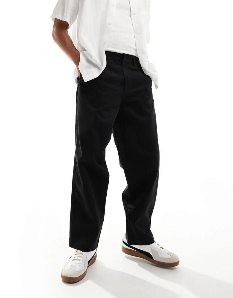 Fred Perry Fred Perry straight leg twill trouser in black 4